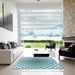 Square Patterned Electric Blue Rug in a Living Room, pat432lblu