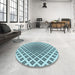 Round Patterned Electric Blue Rug in a Office, pat432lblu
