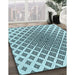 Machine Washable Transitional Electric Blue Rug in a Family Room, wshpat432lblu