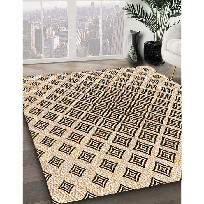 Patterned Saddle Brown Rug in Family Room, pat432org
