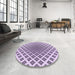 Round Patterned Purple Rug in a Office, pat432pur