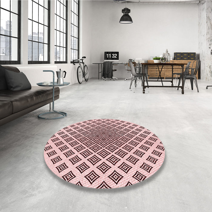 Round Patterned Light Rose Pink Rug in a Office, pat432rd