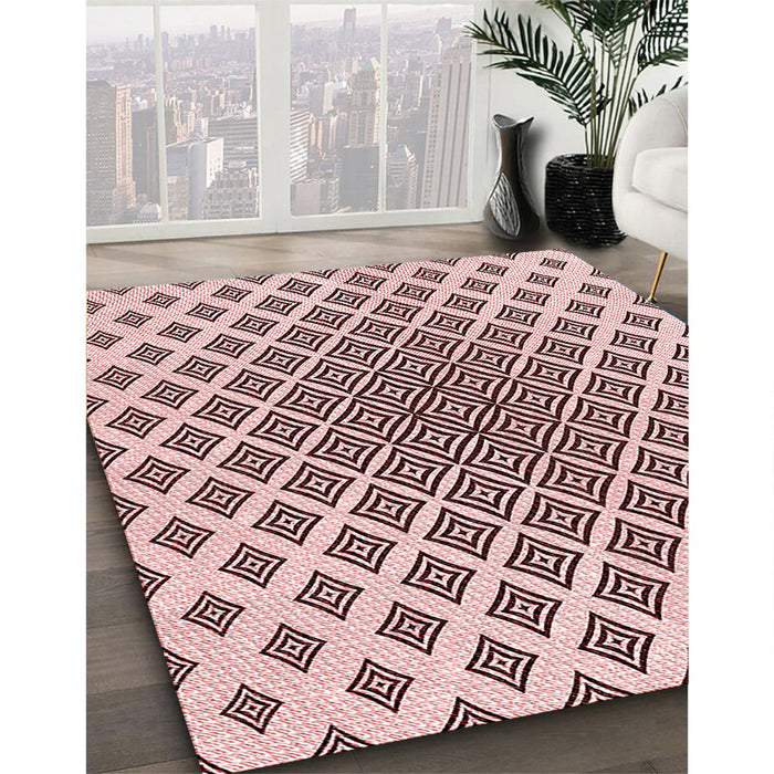 Machine Washable Transitional Light Rose Pink Rug in a Family Room, wshpat432rd
