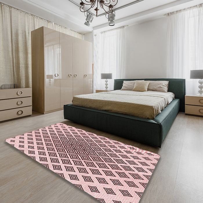 Patterned Light Rose Pink Rug in a Bedroom, pat432rd