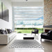 Square Patterned Off-White Novelty Rug in a Living Room, pat432