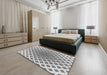 Patterned Off-White Novelty Rug in a Bedroom, pat432