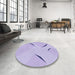 Round Patterned Purple Mimosa Purple Rug in a Office, pat434blu