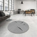 Round Patterned Gray Rug in a Office, pat434gry