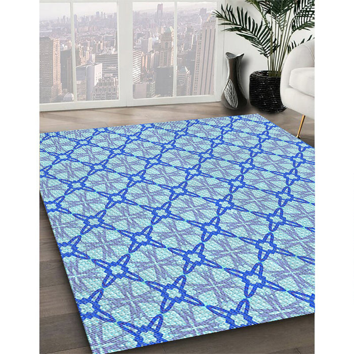 Machine Washable Transitional Blue Rug in a Family Room, wshpat435lblu