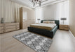 Patterned Cloud Gray Rug in a Bedroom, pat436gry