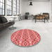 Round Patterned Light Coral Pink Rug in a Office, pat436rd