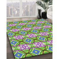 Patterned Yellow Green Novelty Rug, pat436