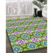 Patterned Yellow Green Novelty Rug in Family Room, pat436