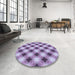 Round Patterned Mauve Purple Rug in a Office, pat437blu