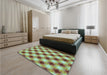 Patterned Saddle Brown Rug in a Bedroom, pat437lblu