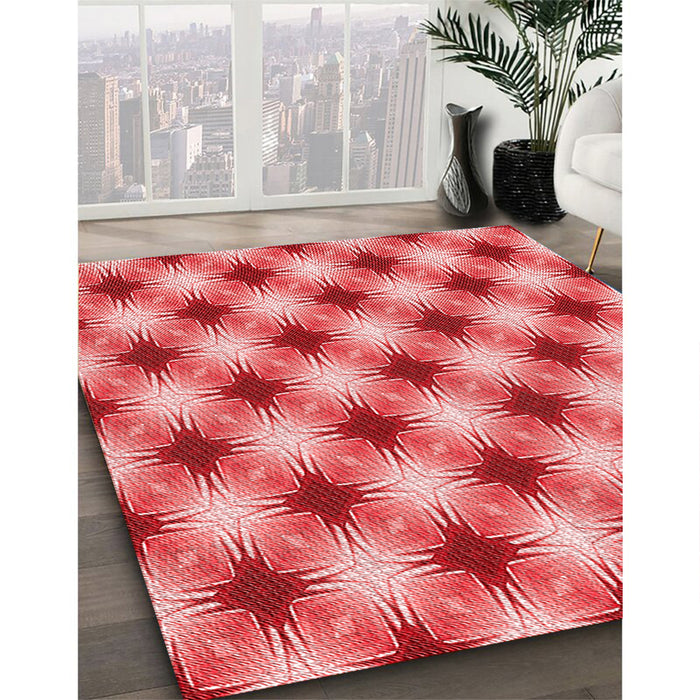 Patterned Light Coral Pink Rug in Family Room, pat437rd