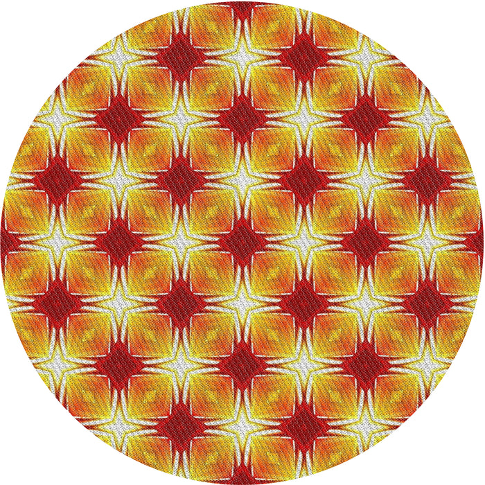 Sideview of Patterned Chrome Gold Yellow Novelty Rug, pat437