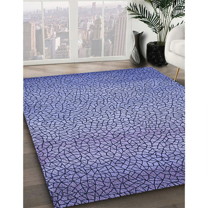 Patterned Deep Periwinkle Purple Rug in Family Room, pat438blu