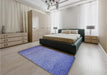 Patterned Deep Periwinkle Purple Rug in a Bedroom, pat438blu
