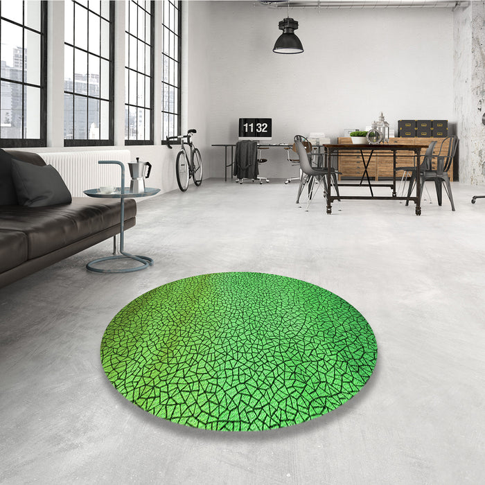 Round Patterned Green Rug in a Office, pat438grn