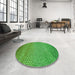 Round Patterned Green Rug in a Office, pat438grn