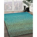 Machine Washable Transitional Turquoise Green Rug in a Family Room, wshpat438lblu