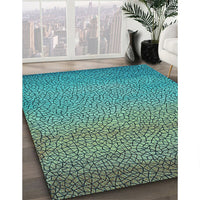 Patterned Turquoise Green Rug, pat438lblu