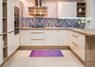 Patterned Dark Magenta Purple Rug in a Kitchen, pat438pur