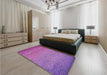Patterned Dark Magenta Purple Rug in a Bedroom, pat438pur