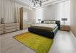 Patterned Dark Bronze Brown Rug in a Bedroom, pat438yw