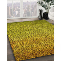 Patterned Dark Bronze Brown Rug, pat438yw
