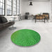 Round Patterned Green Rug in a Office, pat439grn