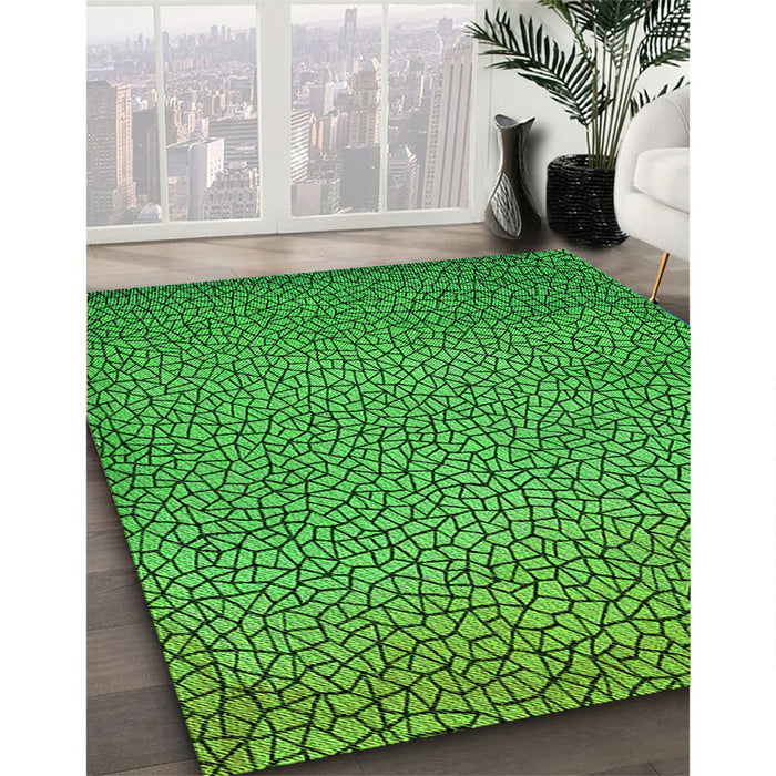 Patterned Green Rug in Family Room, pat439grn