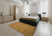 Patterned Dark Bronze Brown Rug in a Bedroom, pat439org