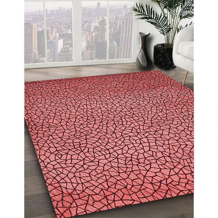 Patterned Red Rug in Family Room, pat439rd