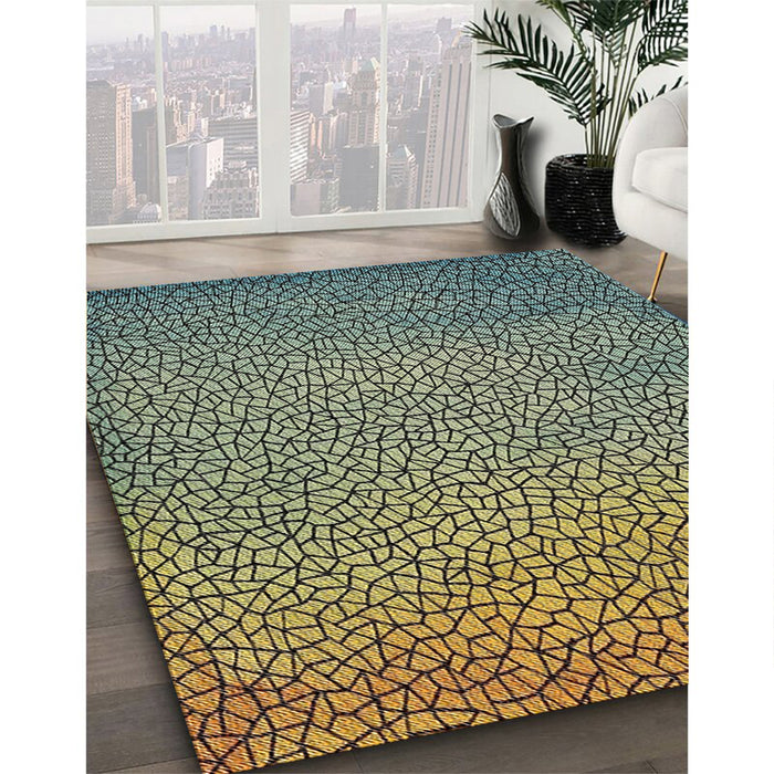 Patterned Mocha Brown Novelty Rug in Family Room, pat439