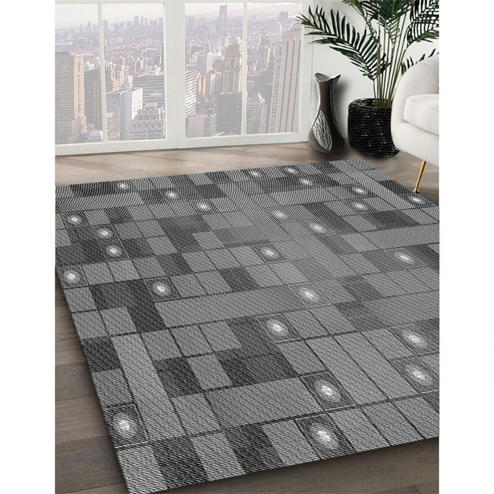 Patterned Gunmetal Gray Rug in Family Room, pat44gry
