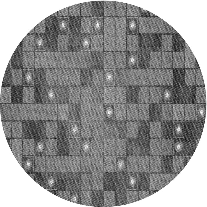 Square Patterned Gunmetal Gray Rug, pat44gry