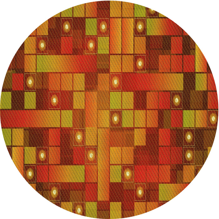 Square Patterned Neon Orange Rug, pat44yw