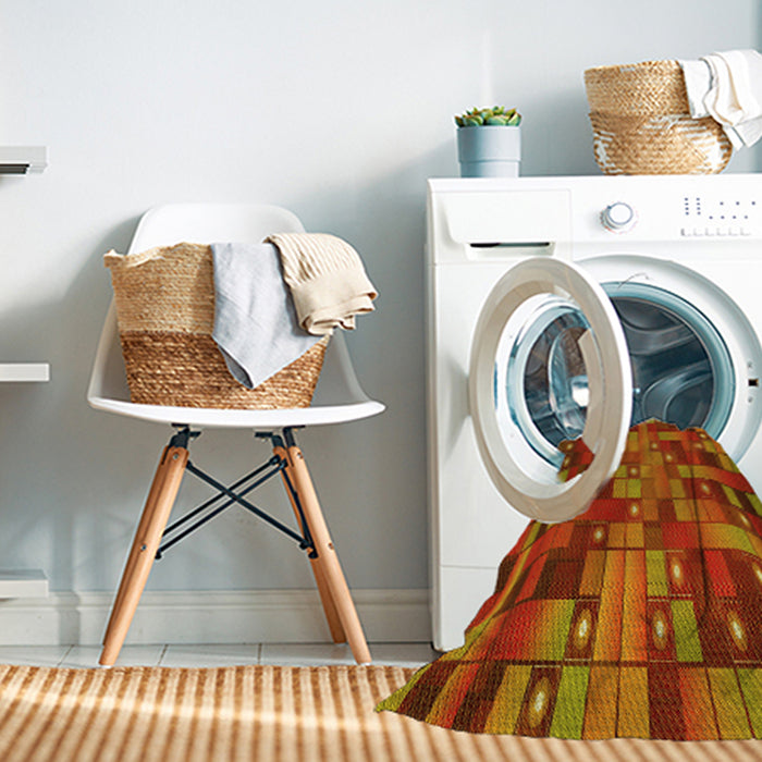 Machine Washable Transitional Neon Orange Rug in a Washing Machine, wshpat44yw