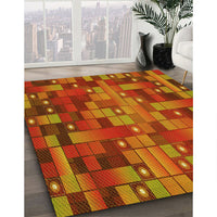 Patterned Neon Orange Rug, pat44yw