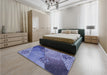 Patterned Denim Blue Rug in a Bedroom, pat440blu