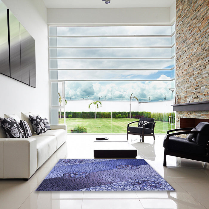 Machine Washable Transitional Denim Blue Rug in a Kitchen, wshpat440blu