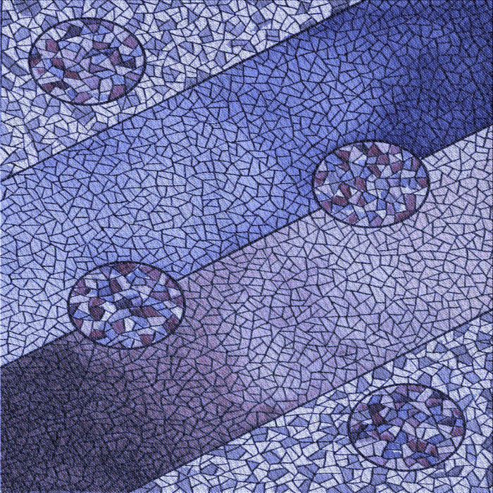 Round Patterned Denim Blue Rug, pat440blu