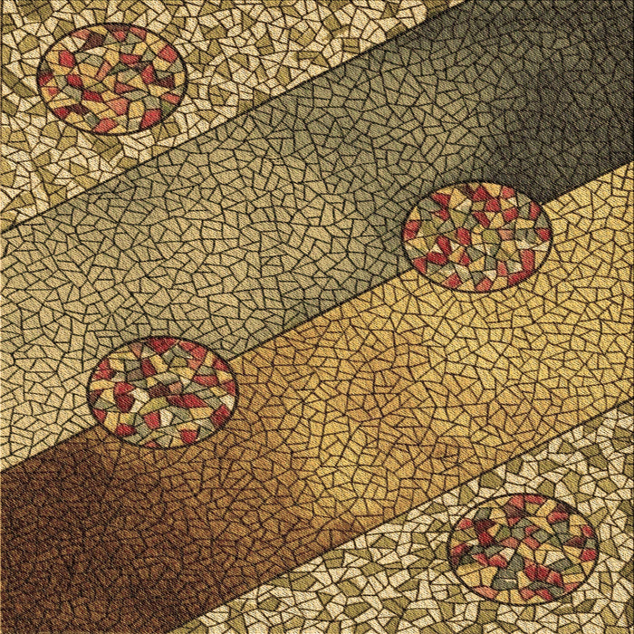 Round Patterned Golden Gold Rug, pat440brn