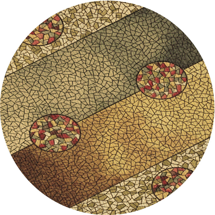 Square Patterned Golden Gold Rug, pat440brn