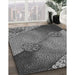 Patterned Black Rug in Family Room, pat440gry