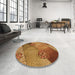 Round Patterned Saffron Red Rug in a Office, pat440org