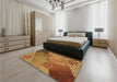Patterned Saffron Red Rug in a Bedroom, pat440org
