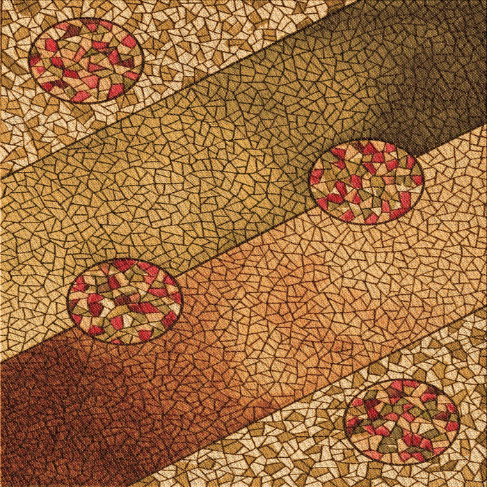 Round Patterned Saffron Red Rug, pat440org